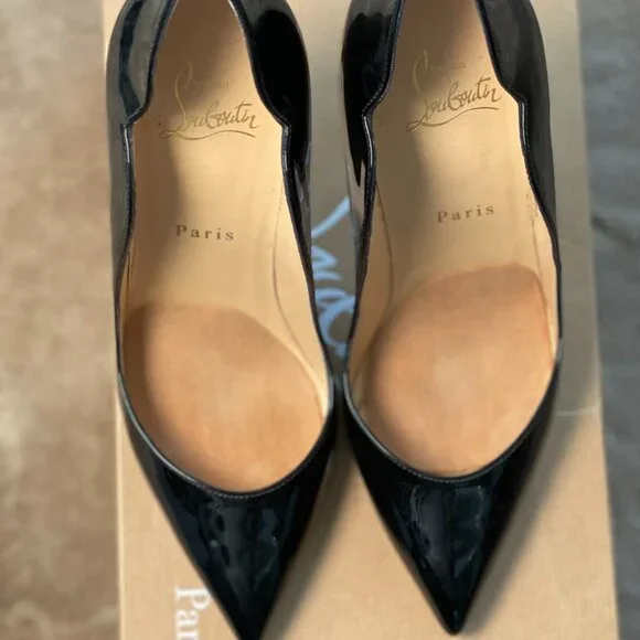 Christian Louboutin ‘Hot Chick’ 100mm Black Patent Leather Pumps US 9.5 EU 38.5 - Picture 2 of 12